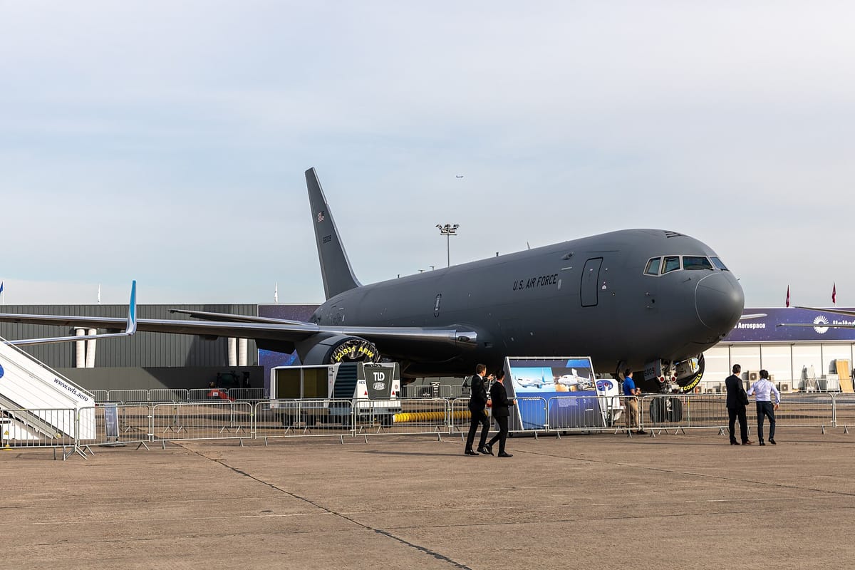 Boeing KC-46A Pegasus on display, illustrating Boeing Defense, Space & Security aerospace programs