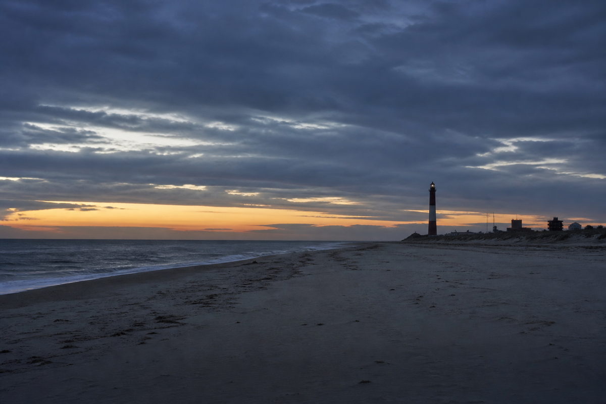 Cape Henry shoreline at twilight, Virginia