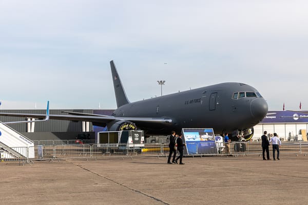 Boeing KC-46A Pegasus on display, illustrating Boeing Defense, Space & Security aerospace programs